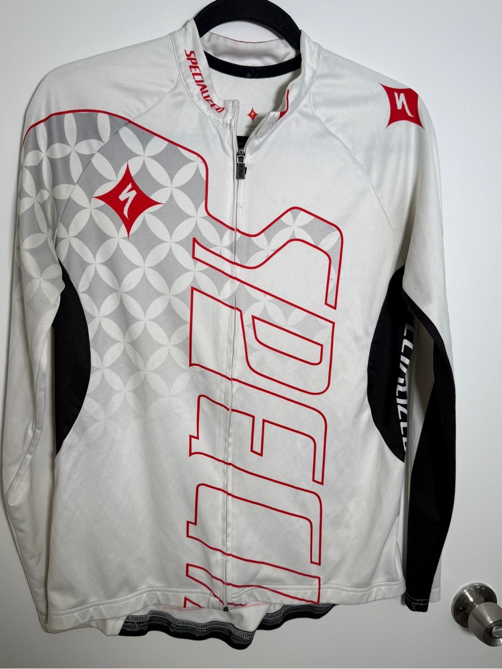 Specialized White and Red Cycling Jersey L/S Men's XL